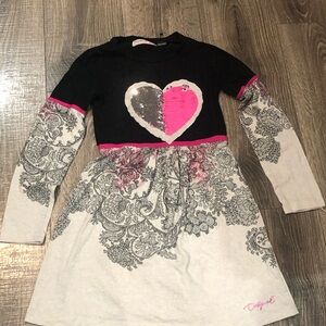 Desigual Girls Black Dress Size 9-10 Dress with Logo Detailed design